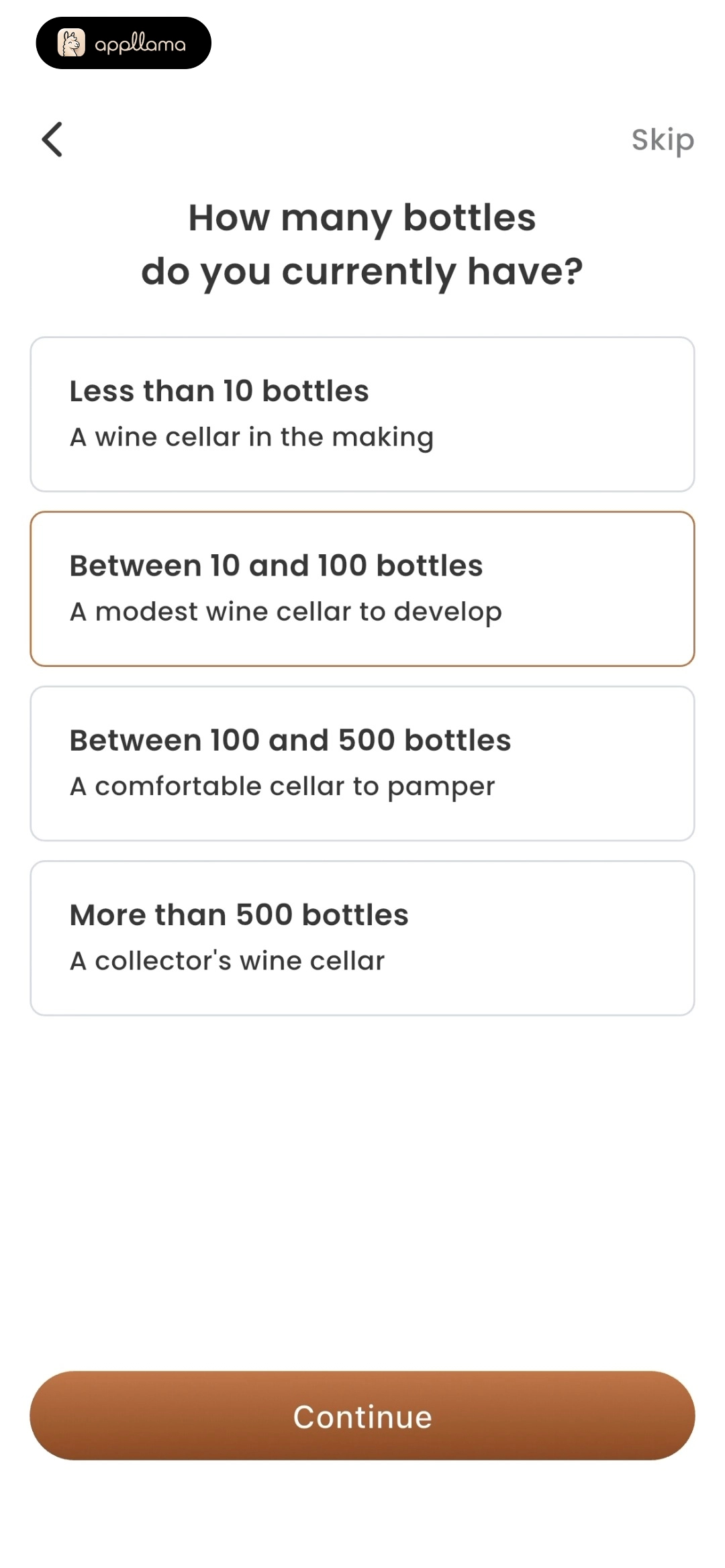 Bottle Count Selection
