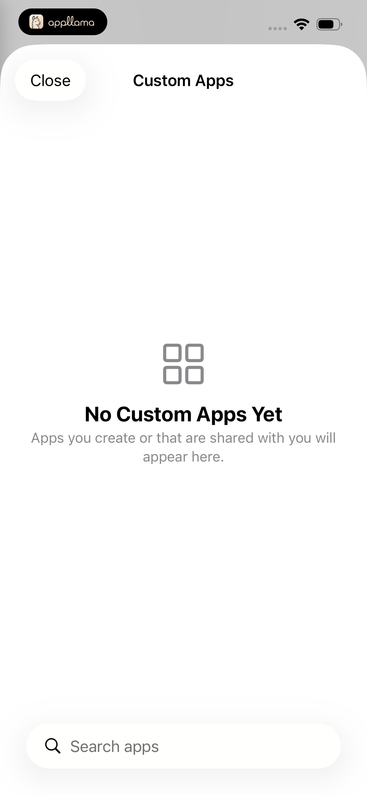 Custom Apps Empty State