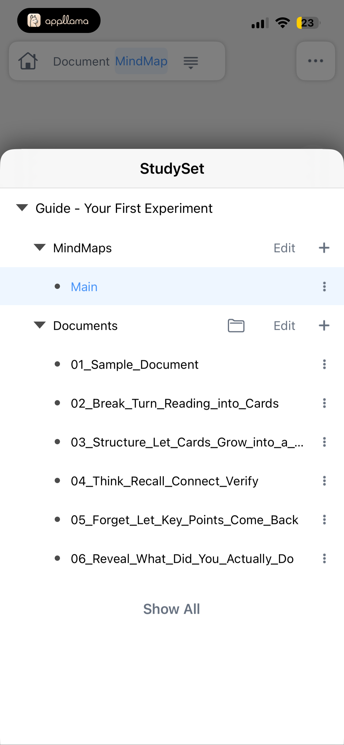StudySet Browser