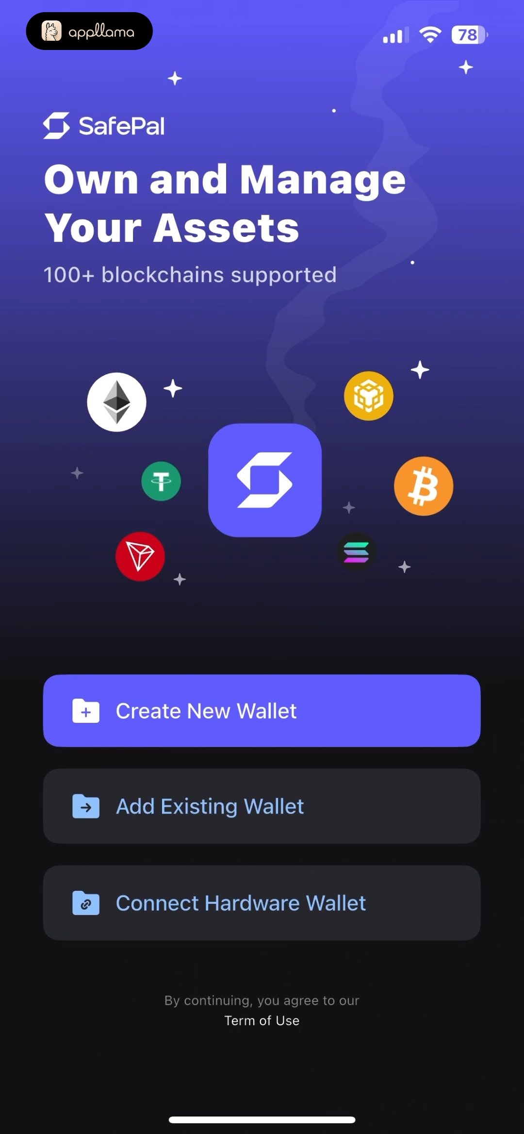 SafePal: Crypto Wallet BTC NFT home screen