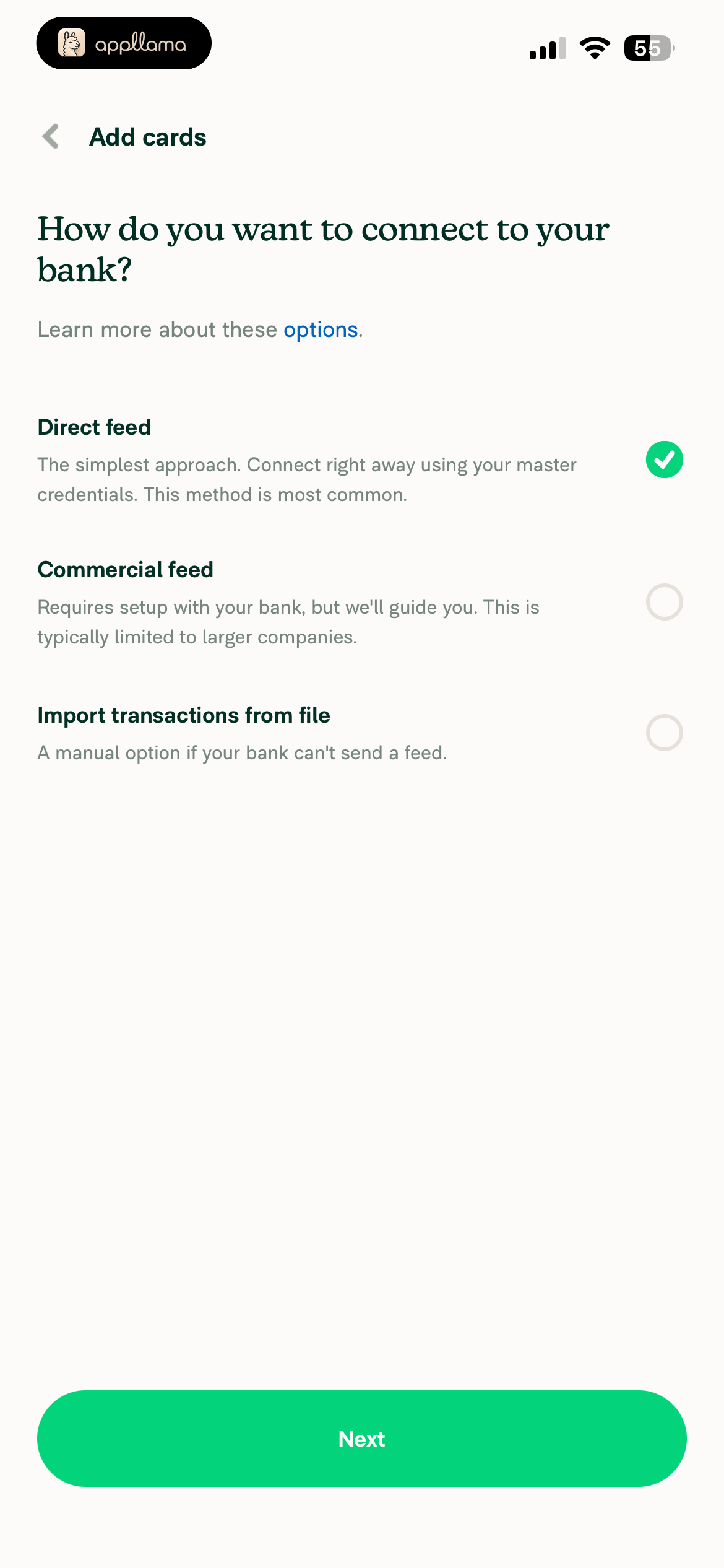 Bank Connection Type