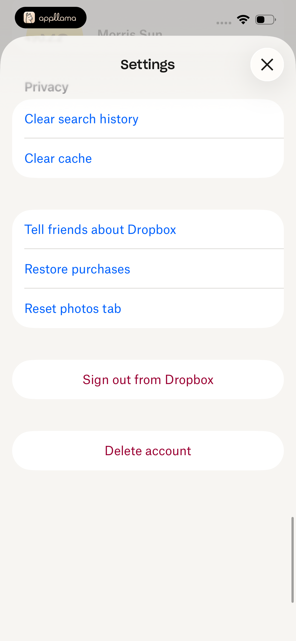 Settings Privacy