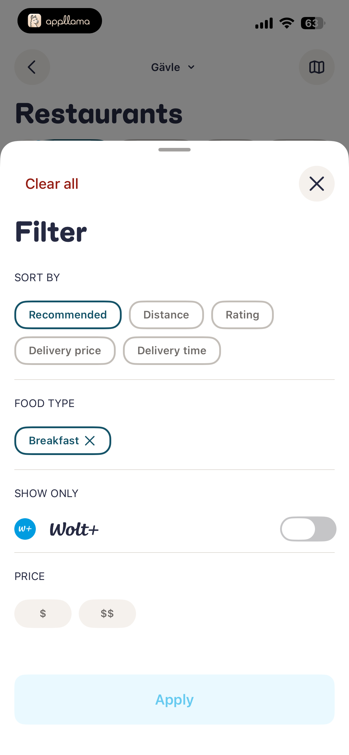 Restaurant Filters
