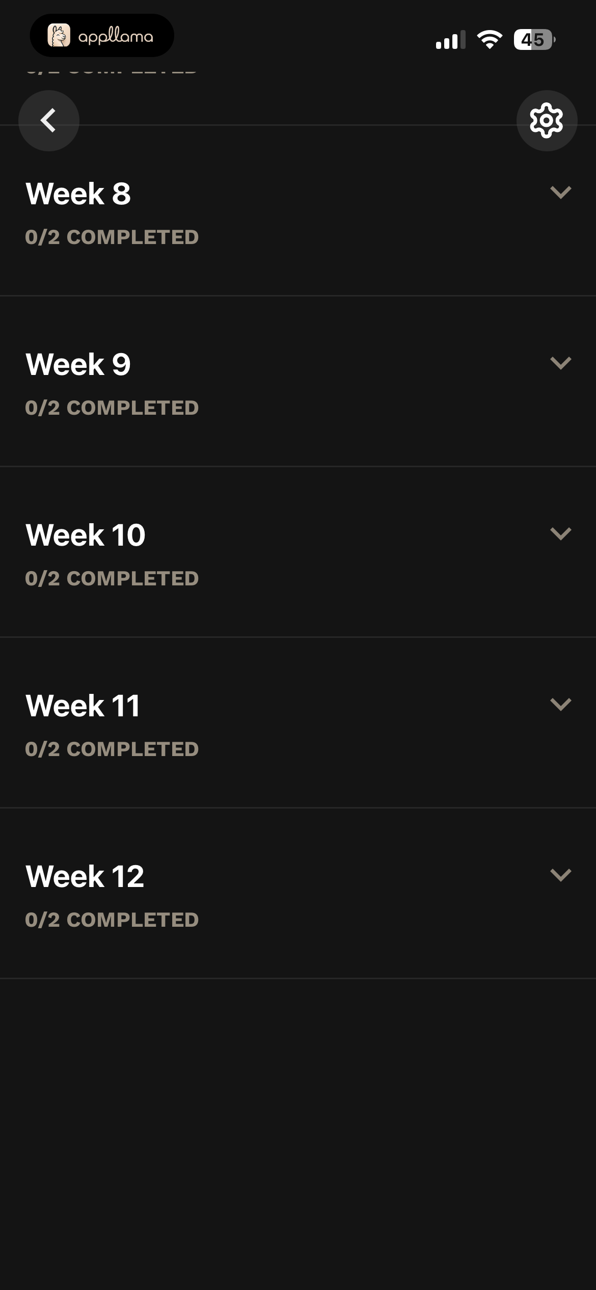 Plan Weeks List