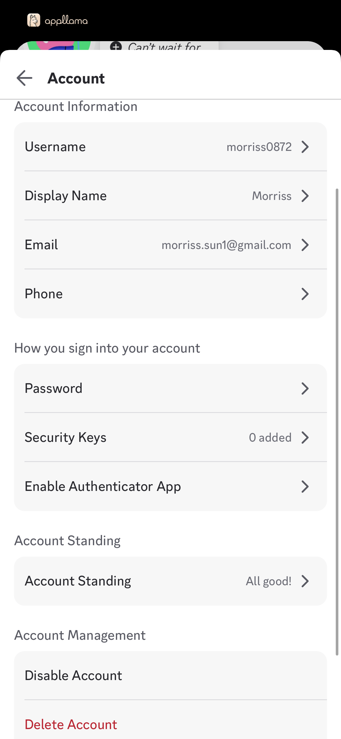 Account Settings