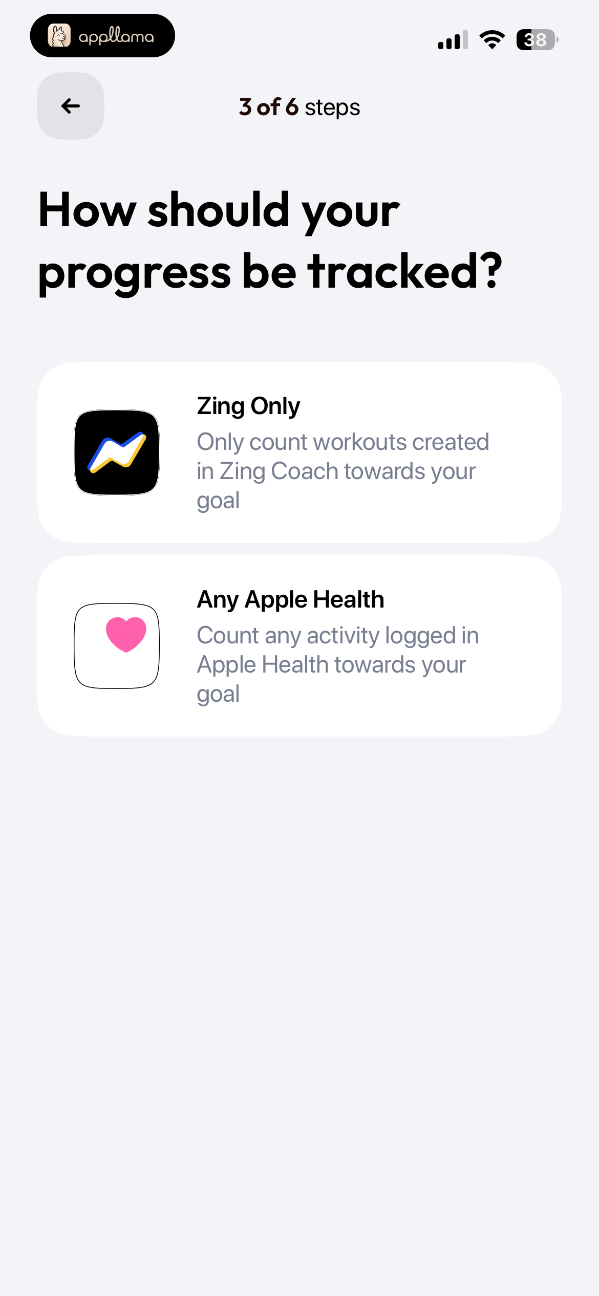 Progress Tracking Selection